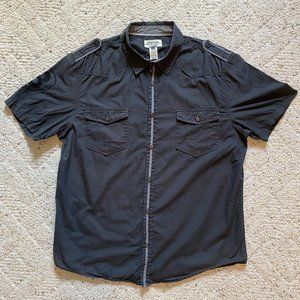 American Rag Short Sleeve Gray Military Style Shirt w/ Epaulets, Size XL